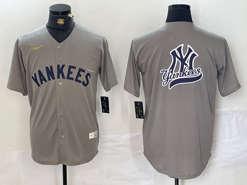 Men New York Yankees Blank Grey Throwback Nike Game 2024 MLB Jersey style 11->new york yankees->MLB Jersey